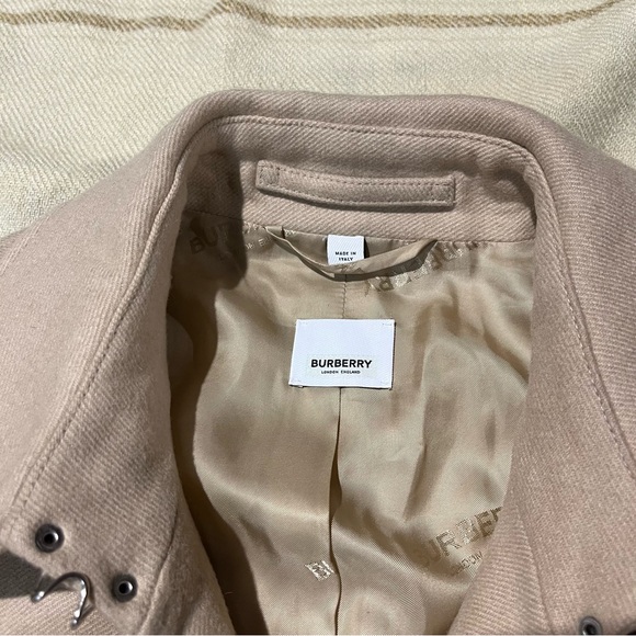 Burberry Wool Trench Coat Backless Tan Womens XL - Picture 3 of 7